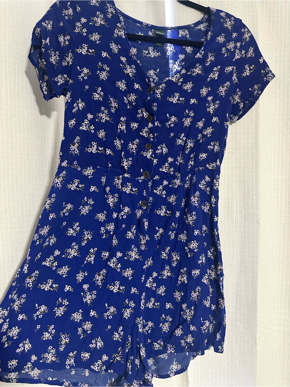 wild fable Royal Blue Floral Button-Front Romper